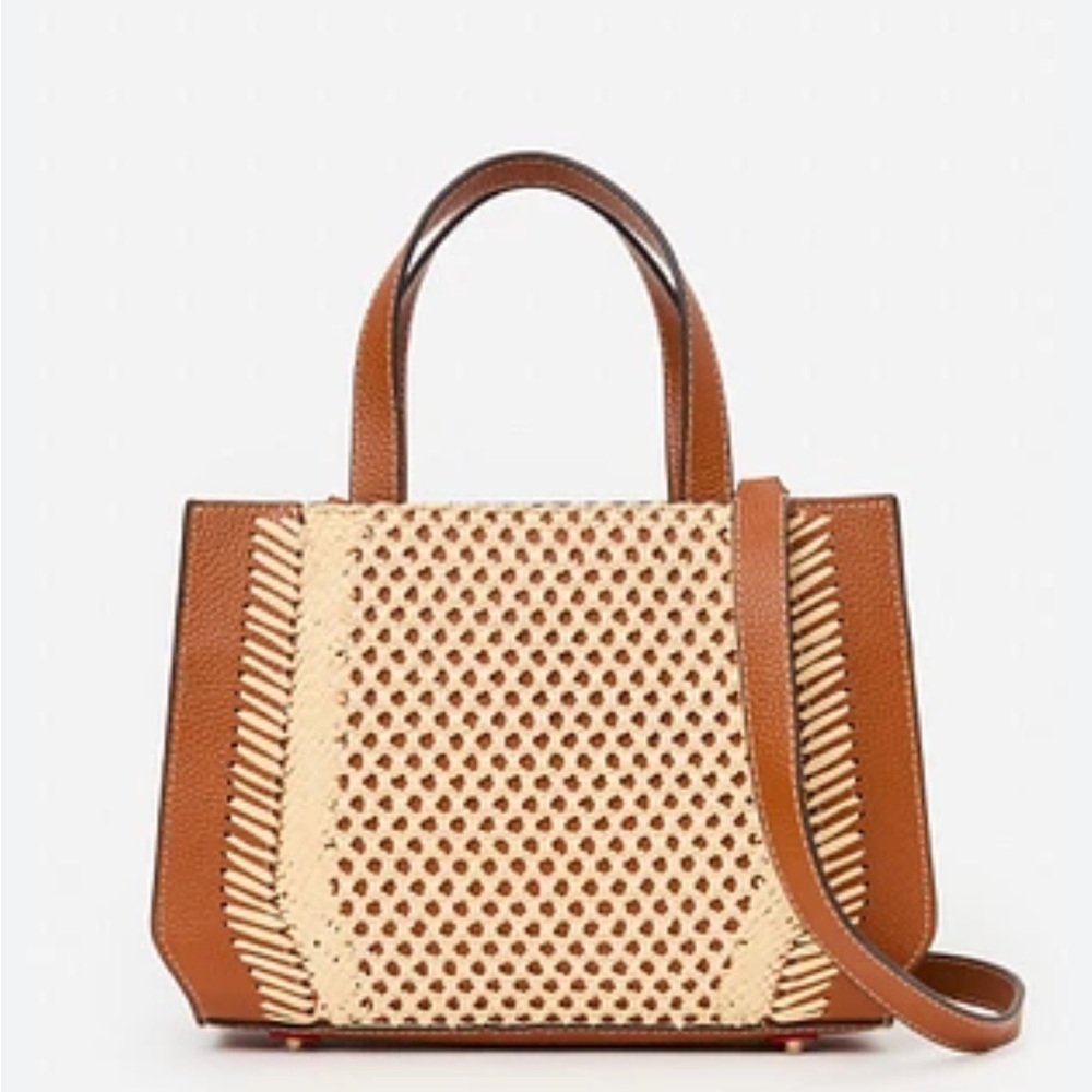 Jmaclaughing Brielle Leather Handbag | Brown and Cream Woven Tote Bag